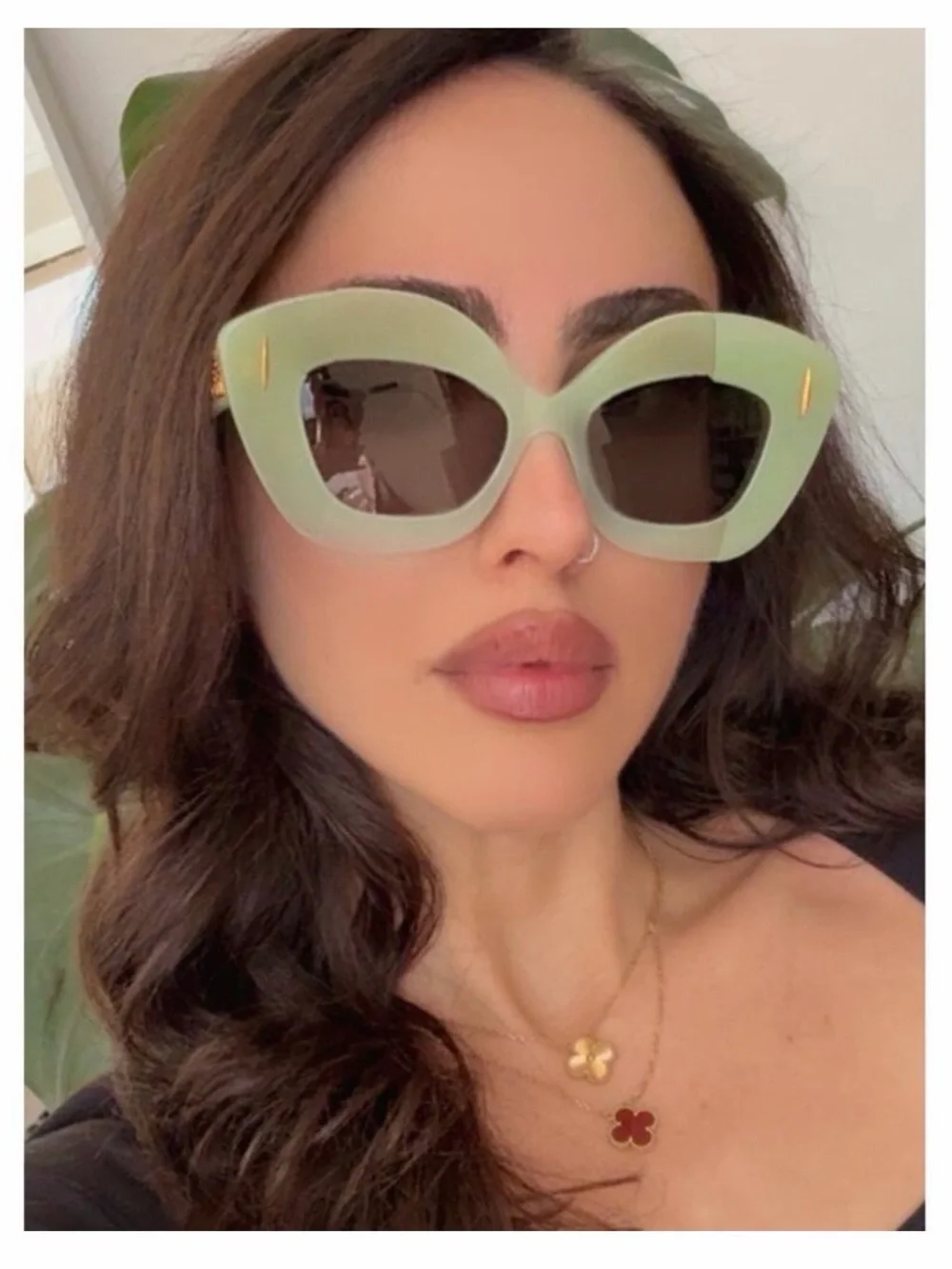 Loewe LW40127I Anagram Cat Eye Sunglasses Light Green 95A NWT Authentic